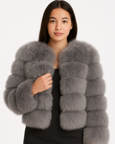 Grey Faux Fur Pelted Jacket