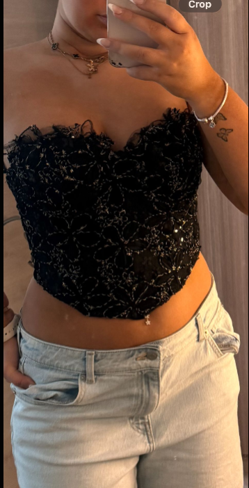 Floral Lace Bustier Corset with Contrast Stitching