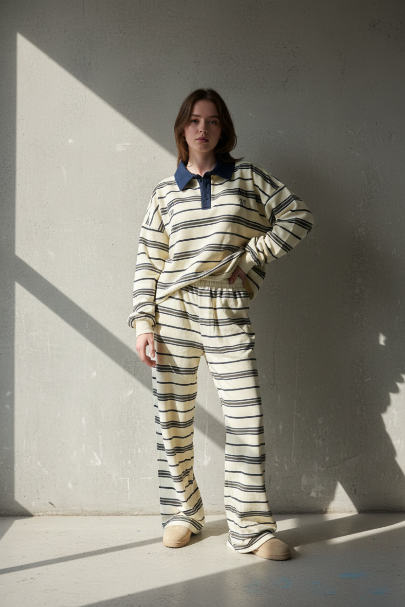 Rugby Polo Set - Cream Navy