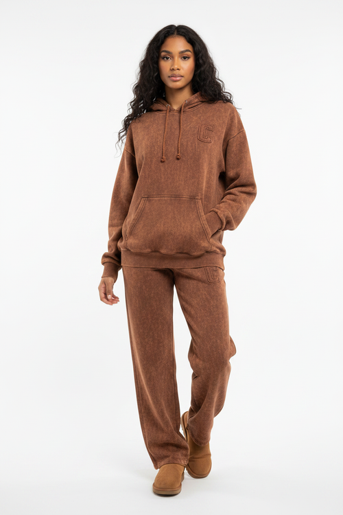 Rust Acid Wash Co-ord Set on Model