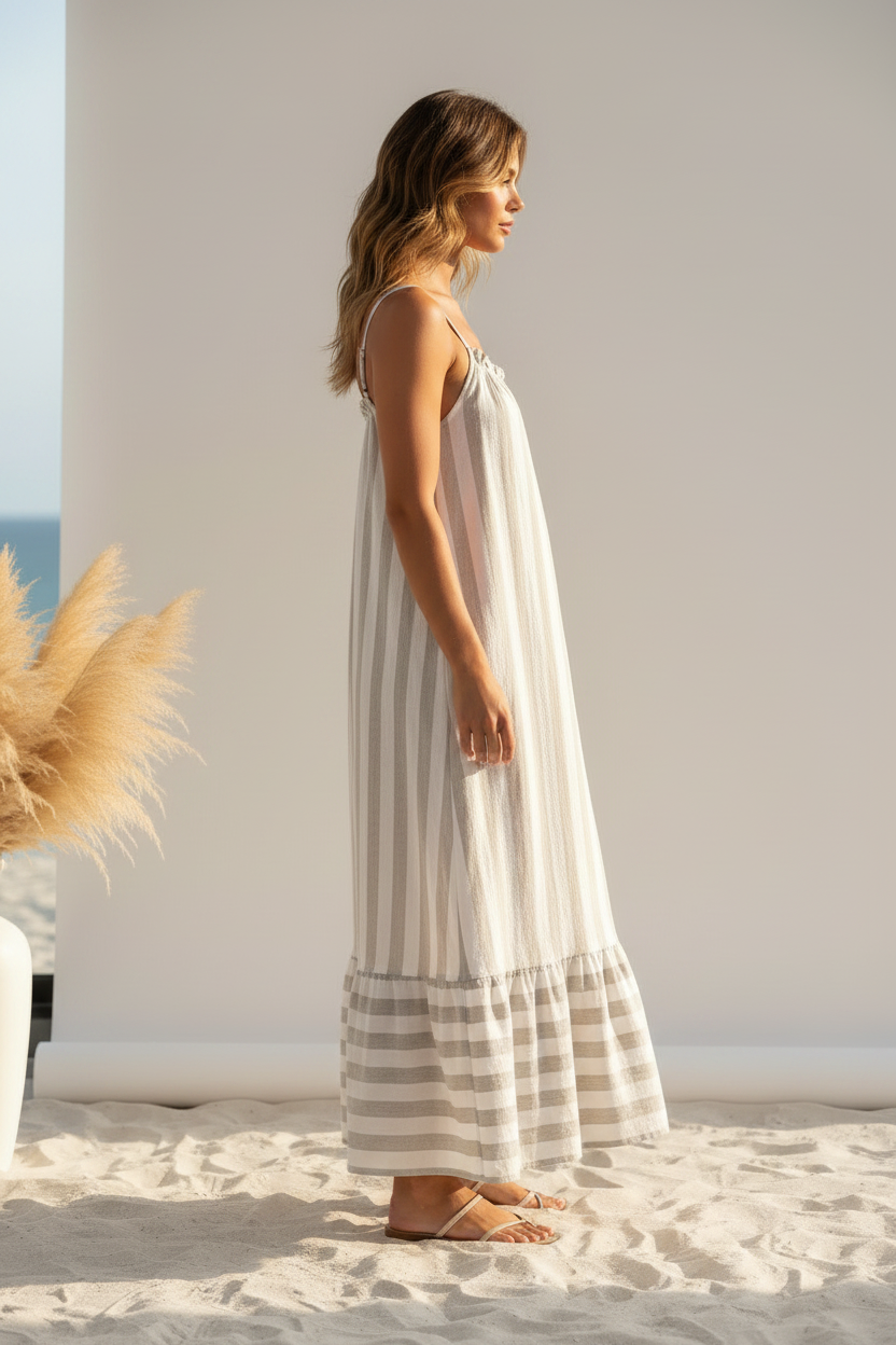 Stripe Maxi Dress - Side Profile