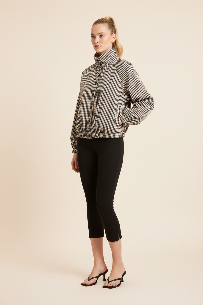 Studio image of the jacket on a model