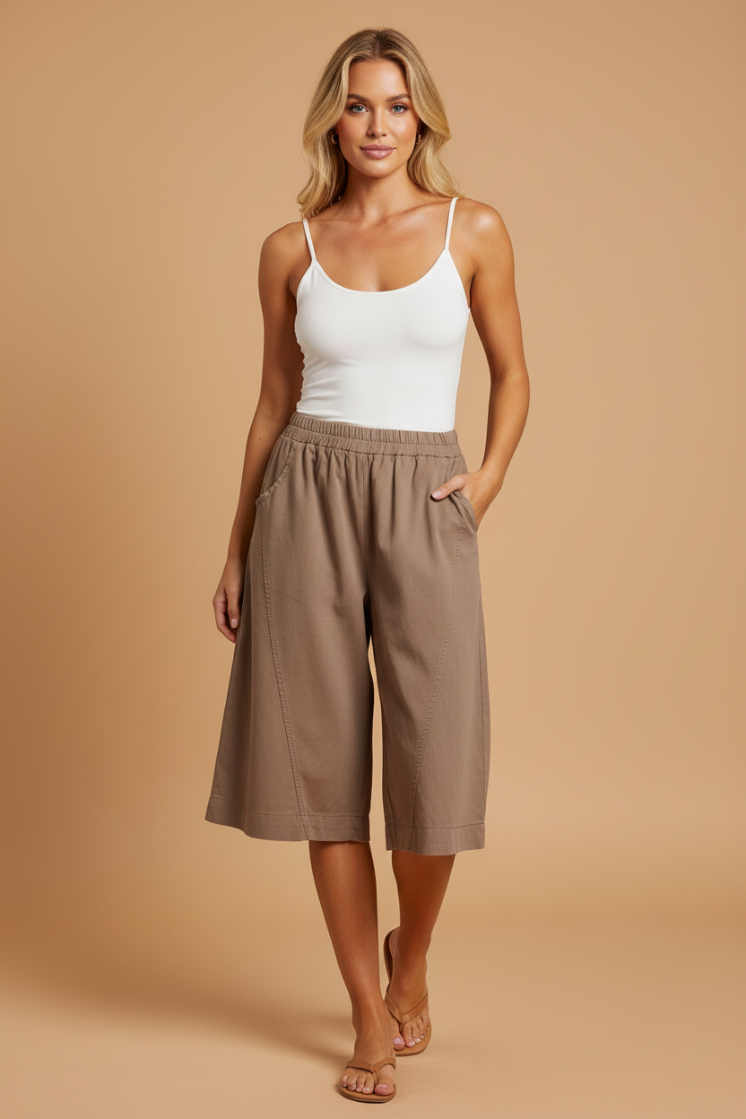 Taupe Bermuda Shorts - Studio Shoot