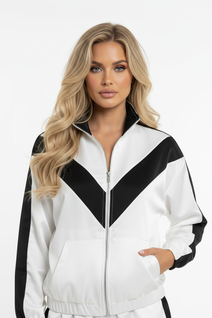 White & Black Chevron Co-ord - Close Up
