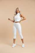 White Cropped Gym Top - Beige Studio