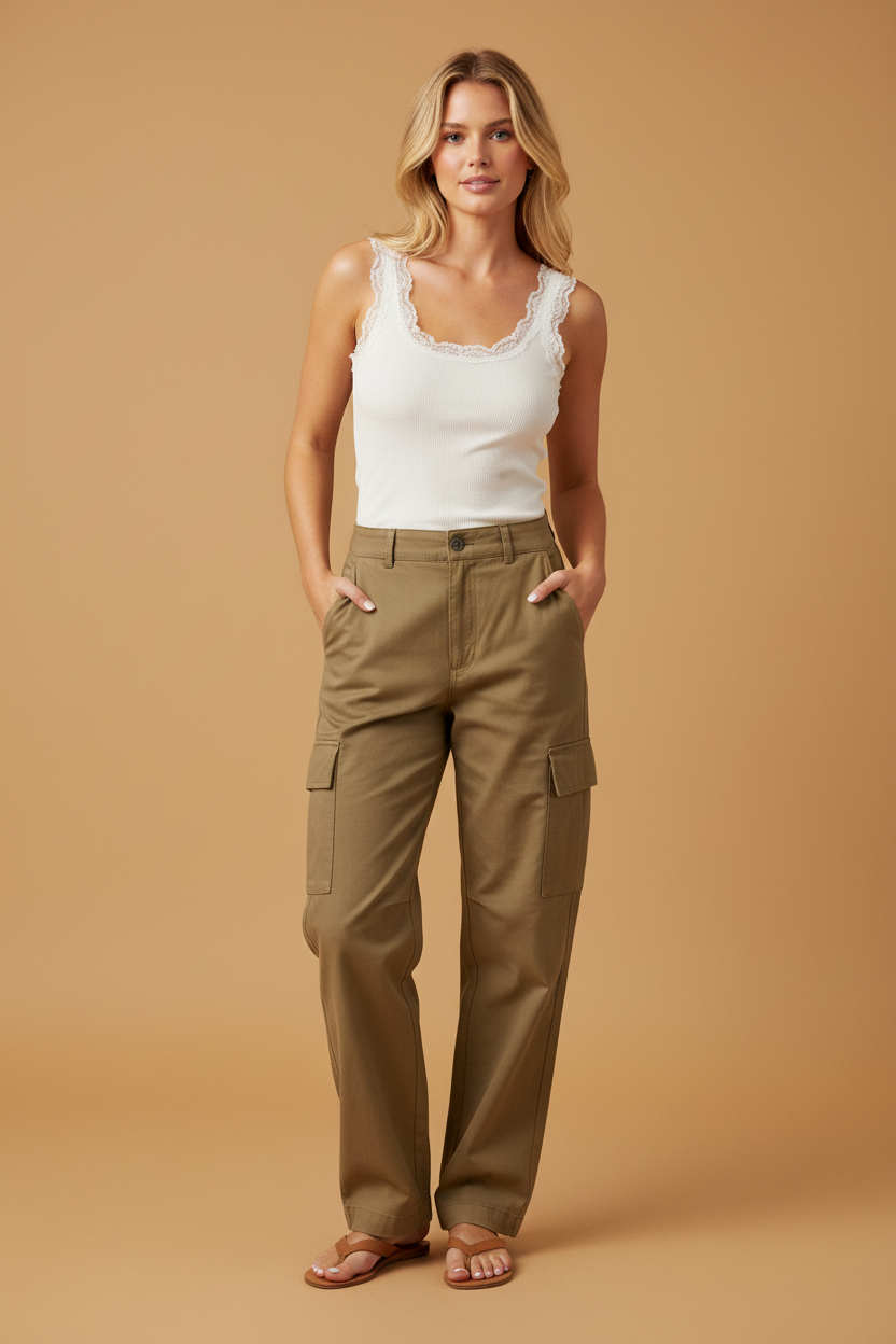 White Lace Trim Top - Studio Shoot
